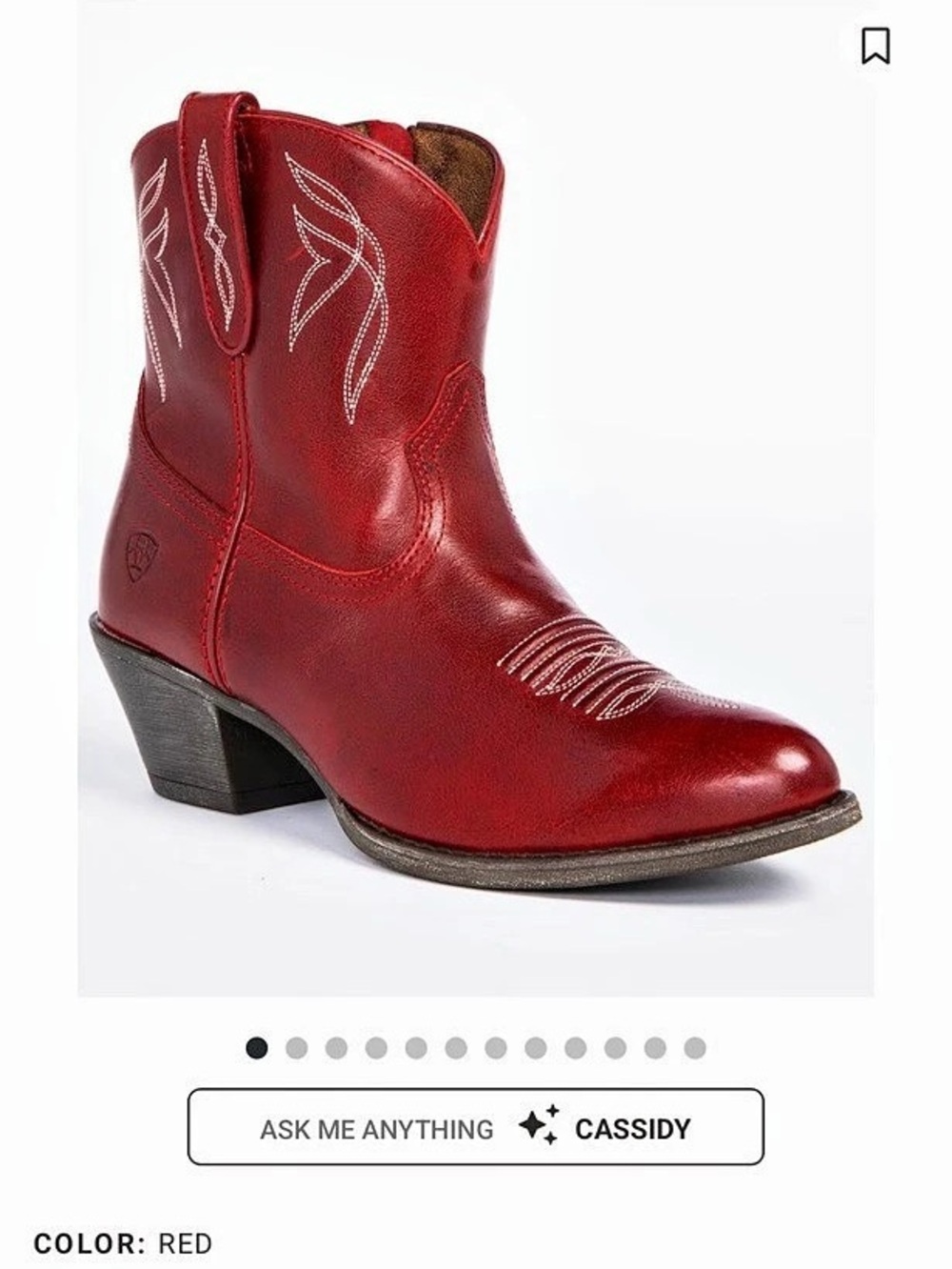 Ariat Darlin Western Boot Red Ankle Boots Size 7